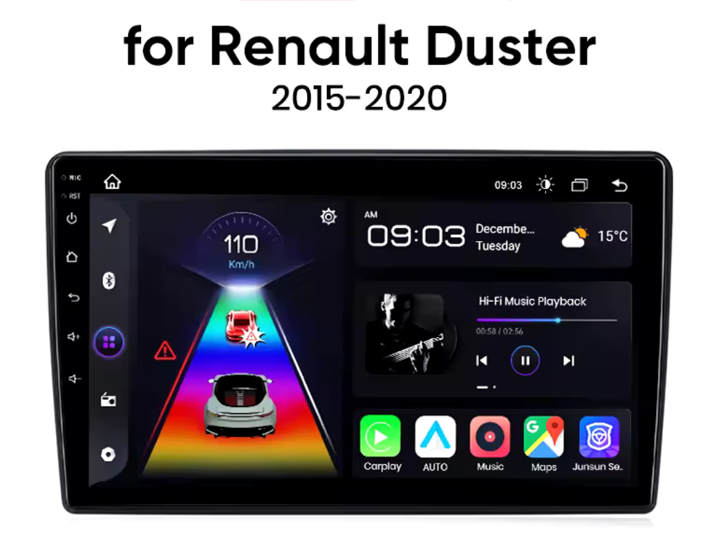 Dacia Duster 2015-2018 9" Android 12 carplay android auto wifi gps  AUTMSDT1