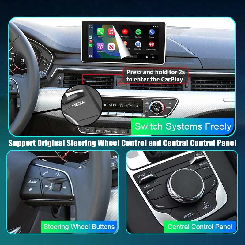 Audi A3 A4 A5 A6 A7 A8 Q3 Q5 Q7 Q2 Wireless Apple CarPlay Android Auto  Mirror Link AirPlay Car Play GPS AUTMADAQ27