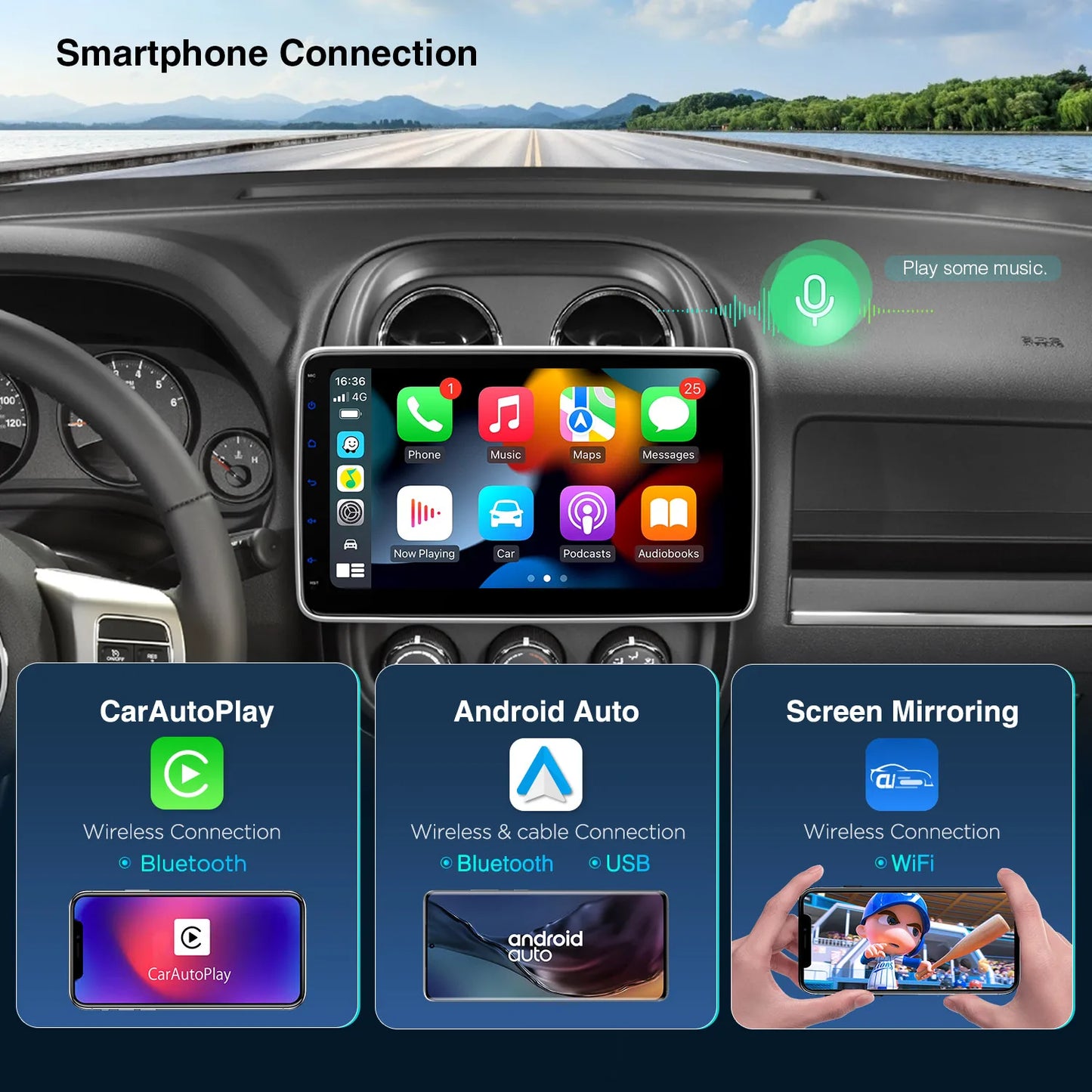 10.1" Android 13 Octa Core Universal 1 DIN  2/32 GB OCTA CORE  Car Multimedia Player IPS Screen Car Stereo Built-in 4GLTE DSP CarPlay AA DIE123L