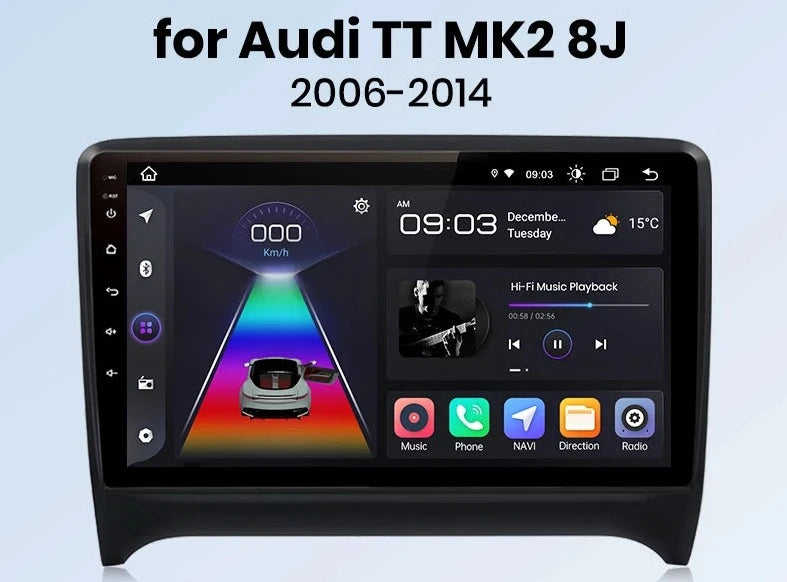 Audi TT MK2 8J 2006 - 2014 V1 Plus Car Radio RDS WIFI BT GPS  wireless CarPlay Android Auto car intelligent systems AUTMADTT8J