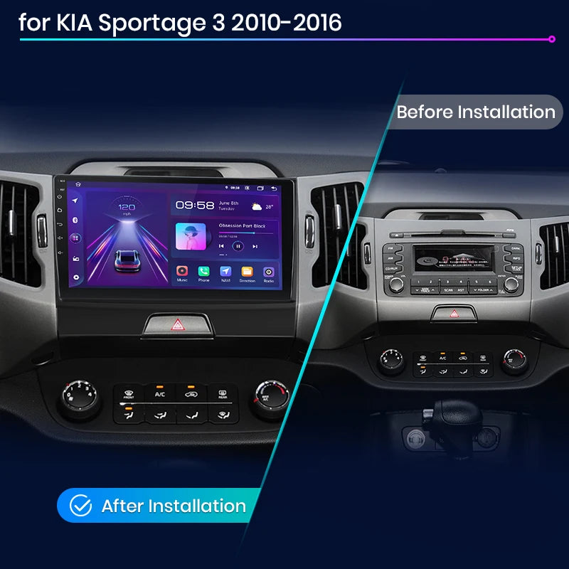 KIA Sportage 3 2010-2016 V1pro AI Voice 2 din Carplay Android Auto Radio RDS WIFI GPS BT 4G Car Multimedia  autoradio AUTMSPTKIA