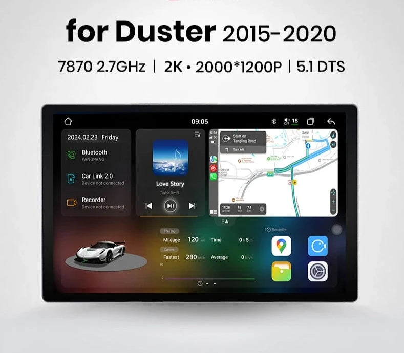 Dacia Duster 2015-2020 Android 12 X7 PRO 9"/11.5“ 2K carplay android auto wireless usb gps AUTMDDJSU2