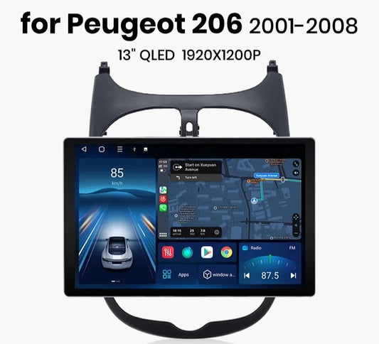 Peugeot 206 206CC 206SW 2001 - 2008 X7 MAX 13.1“ 2K Wireless CarPlay Android Auto Car Radio RDS WIFI GPS BT  Multimedia autoradio AUTMPEUG206