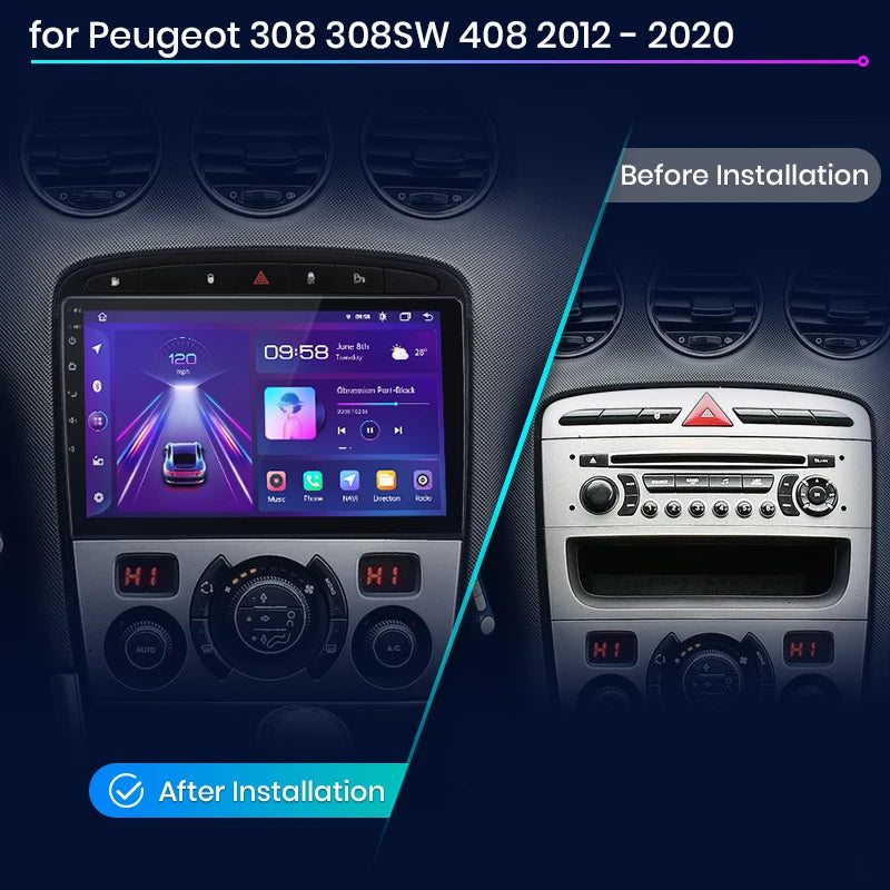 Peugeot 308 308SW 408 2012 - 2020  Radio WIFI GPS BT RDS wireless CarPlay Android Auto car intelligent systems AUTMPG3089