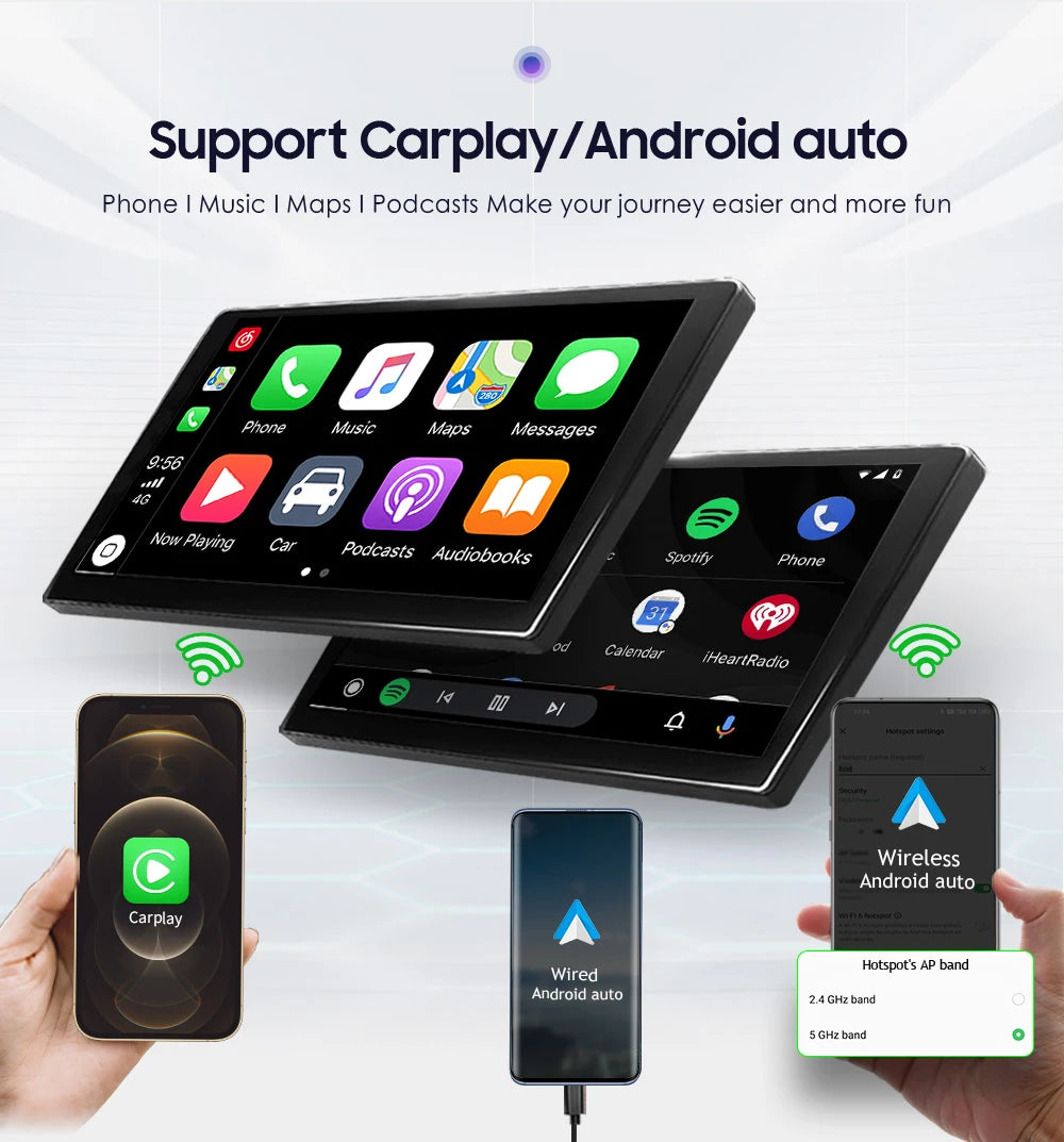 1 Din Universle 7"  Android 12 Carplay Android auto Car Radio RDS  Schermo touch a scomparsa  Multimedia Video Player GPS Navi USB RDS  AUTMDFGRE2