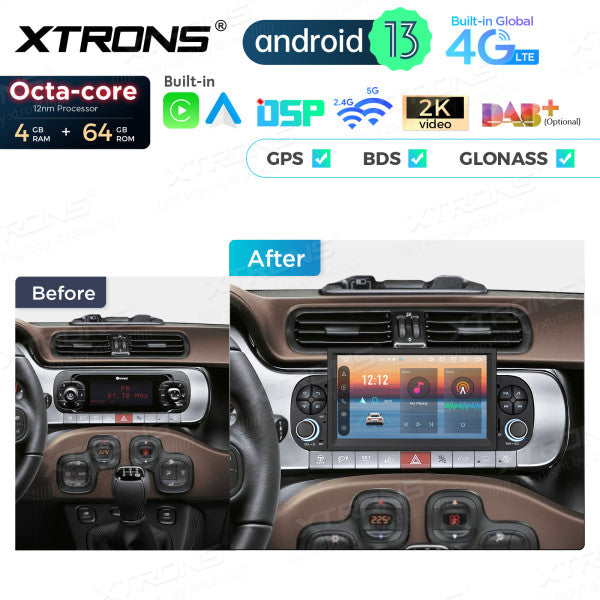 Fiat Panda 2013-2020 7 " Octa Core 4+64 GB Autoradio multimediale Carplay Android auto 4G LTE  PX73PDFL